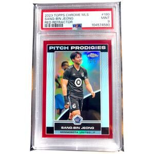 2023 Topps Chrome MLS Red Refractor #180 Sang-bin Jeong MNUFC /5 PSA 9 Mint Pop1